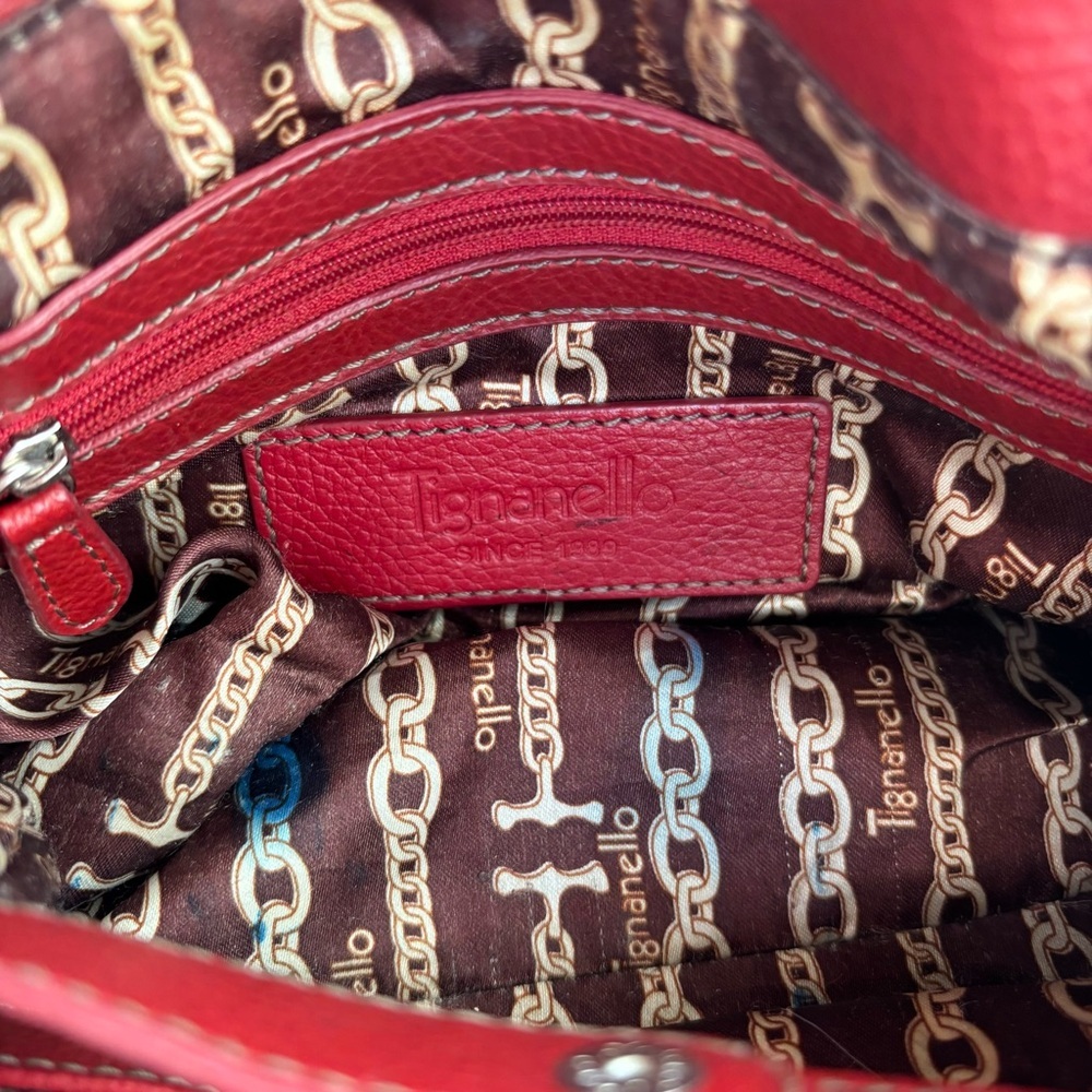 Tignanello Red Leather Handbag - Picture 6 of 8